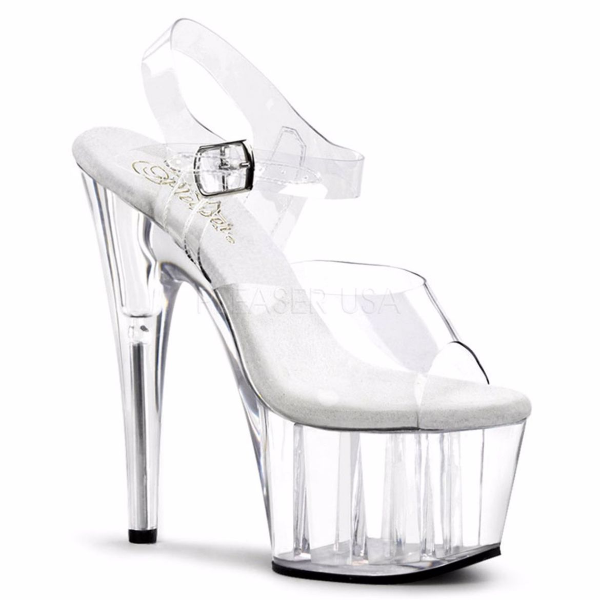 Product image of Pleaser Adore-708 Clear/Clear, 7 inch (17.8 cm) Heel, 2 3/4 inch (7 cm) Platform Sandal Shoes