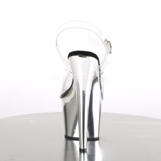 Product image of Pleaser Adore-708 Clear/Silver Chrome, 7 inch (17.8 cm) Heel, 2 3/4 inch (7 cm) Platform Sandal Shoes