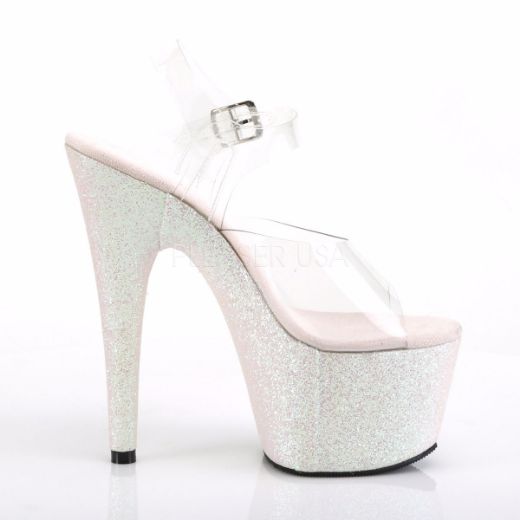 Product image of Pleaser Adore-708Hmg Clear/Opal Multi Glitter, 7 inch (17.8 cm) Heel, 2 3/4 inch (7 cm) Platform Sandal Shoes