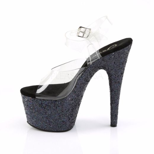 Product image of Pleaser Adore-708Lg Clear/Black Multi Glitter, 7 inch (17.8 cm) Heel, 2 3/4 inch (7 cm) Platform Sandal Shoes