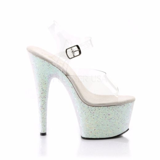 Product image of Pleaser Adore-708Lg Clear/Opal Multi Glitter, 7 inch (17.8 cm) Heel, 2 3/4 inch (7 cm) Platform Sandal Shoes