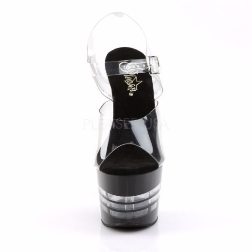 Product image of Pleaser Adore-708Ln Clear/Black, 7 inch (17.8 cm) Heel, 2 3/4 inch (7 cm) Platform Sandal Shoes