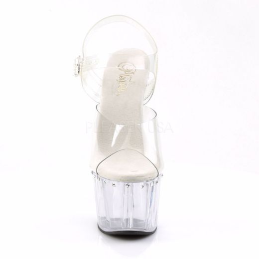 Product image of Pleaser Adore-708Ls Clear/Clear, 7 inch (17.8 cm) Heel, 2 3/4 inch (7 cm) Platform Sandal Shoes