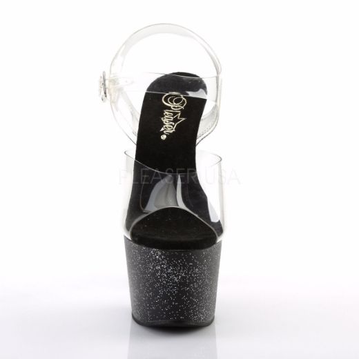 Product image of Pleaser Adore-708Mg Clear/Black, 7 inch (17.8 cm) Heel, 2 3/4 inch (7 cm) Platform Sandal Shoes