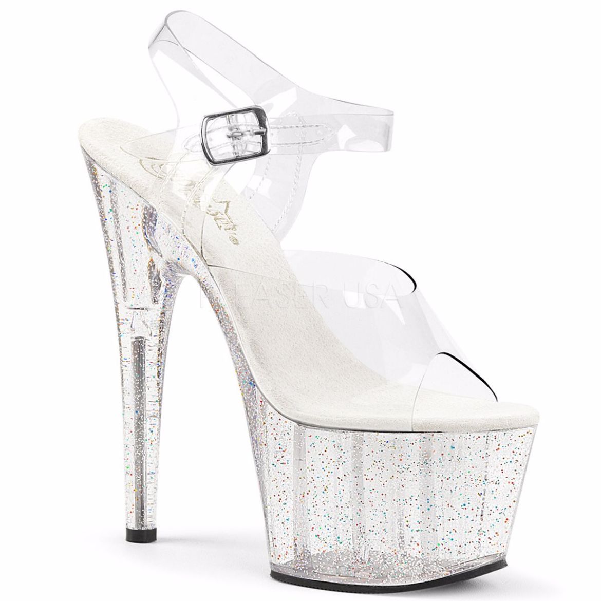 Product image of Pleaser Adore-708Mg Clear/Clear, 7 inch (17.8 cm) Heel, 2 3/4 inch (7 cm) Platform Sandal Shoes