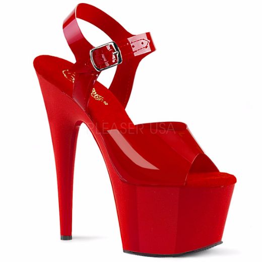 Product image of Pleaser Adore-708N Red (Jelly-Like) Tpu/Red, 7 inch (17.8 cm) Heel, 2 3/4 inch (7 cm) Platform Sandal Shoes