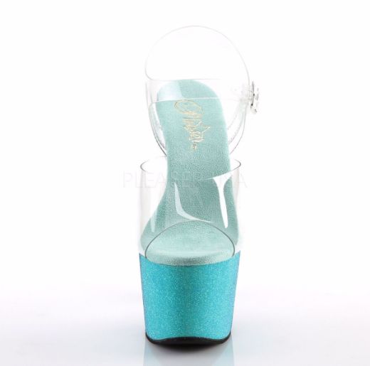 Product image of Pleaser Adore-708Ombre Clear/Aqua-Blue Ombre, 7 inch (17.8 cm) Heel, 2 3/4 inch (7 cm) Platform Sandal Shoes