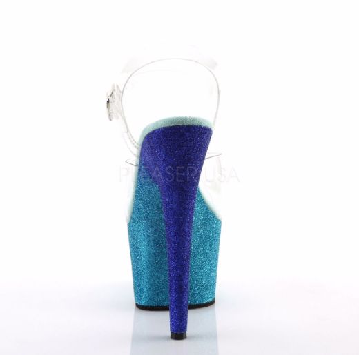 Product image of Pleaser Adore-708Ombre Clear/Aqua-Blue Ombre, 7 inch (17.8 cm) Heel, 2 3/4 inch (7 cm) Platform Sandal Shoes