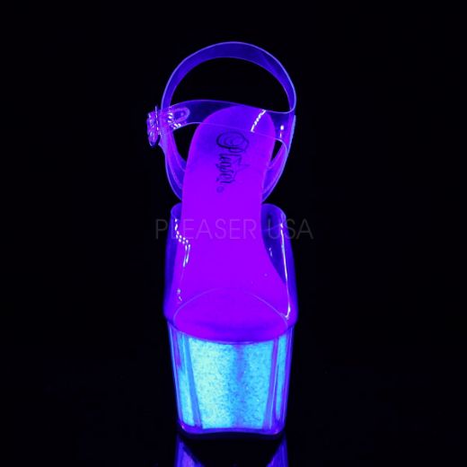 Product image of Pleaser Adore-708Uvg Clear/Neon Opal Glitter, 7 inch (17.8 cm) Heel, 2 3/4 inch (7 cm) Platform Sandal Shoes