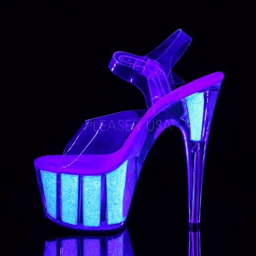 Product image of Pleaser Adore-708Uvg Clear/Neon Opal Glitter, 7 inch (17.8 cm) Heel, 2 3/4 inch (7 cm) Platform Sandal Shoes