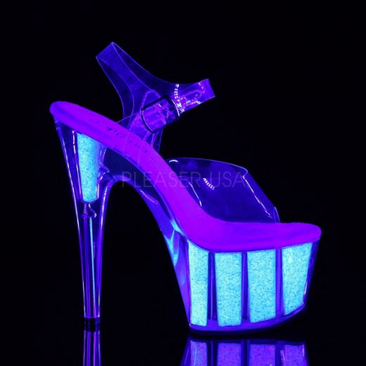 Product image of Pleaser Adore-708Uvg Clear/Neon Opal Glitter, 7 inch (17.8 cm) Heel, 2 3/4 inch (7 cm) Platform Sandal Shoes