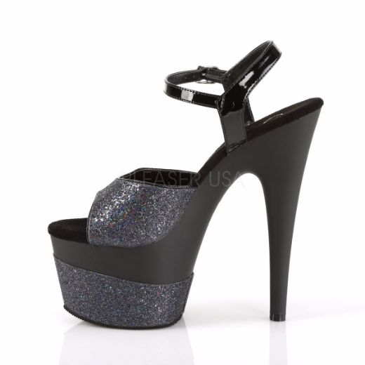 Product image of Pleaser Adore-709-2G Black Multi Glitter/Black Multi Glitter, 7 inch (17.8 cm) Heel, 2 3/4 inch (7 cm) Platform Sandal Shoes