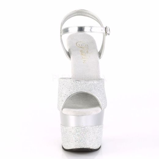 Product image of Pleaser Adore-709-2G Silver Multi Glitter/Silver Multi Glitter, 7 inch (17.8 cm) Heel, 2 3/4 inch (7 cm) Platform Sandal Shoes