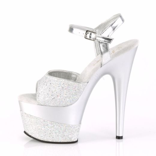 Product image of Pleaser Adore-709-2G Silver Multi Glitter/Silver Multi Glitter, 7 inch (17.8 cm) Heel, 2 3/4 inch (7 cm) Platform Sandal Shoes