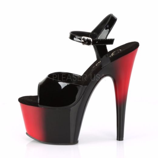 Product image of Pleaser Adore-709Br Black Patent/Red-Black, 7 inch (17.8 cm) Heel, 2 3/4 inch (7 cm) Platform Sandal Shoes