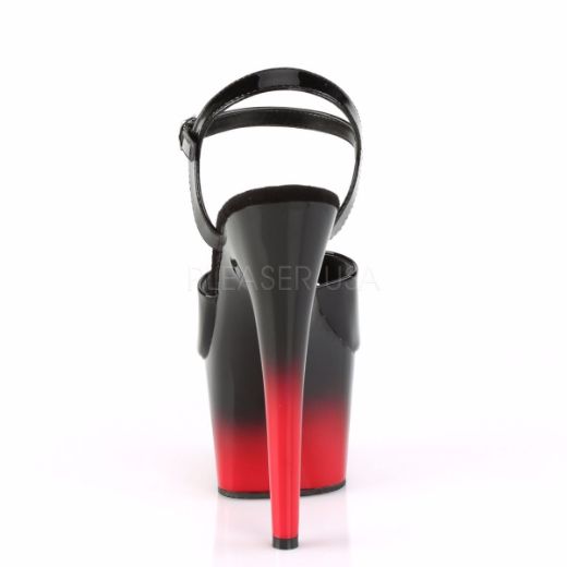 Product image of Pleaser Adore-709Br-H Black Patent/Black-Red, 7 inch (17.8 cm) Heel, 2 3/4 inch (7 cm) Platform Sandal Shoes