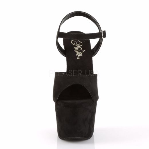 Product image of Pleaser Adore-709Fs Black Faux Suede/Black Faux Suede, 7 inch (17.8 cm) Heel, 2 3/4 inch (7 cm) Platform Sandal Shoes