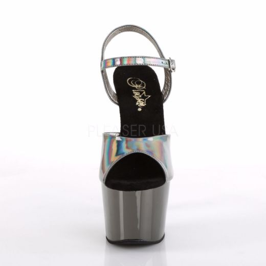 Product image of Pleaser Adore-709Hgch Pewter Hologram/Pewter Chrome, 2 3/4 inch (7 cm) Platform Sandal Shoes