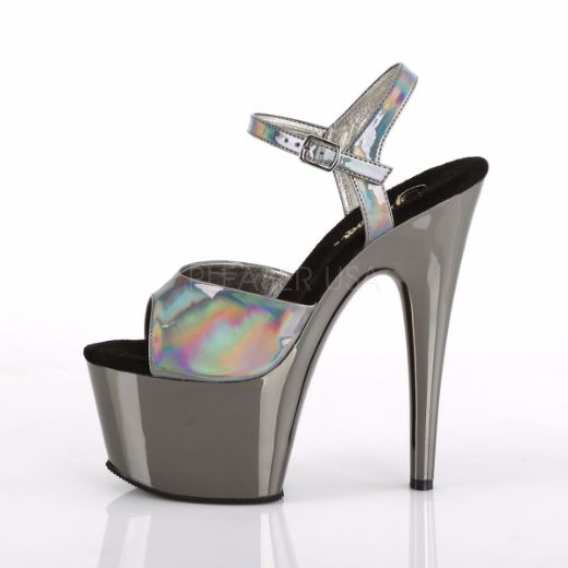 Product image of Pleaser Adore-709Hgch Pewter Hologram/Pewter Chrome, 2 3/4 inch (7 cm) Platform Sandal Shoes