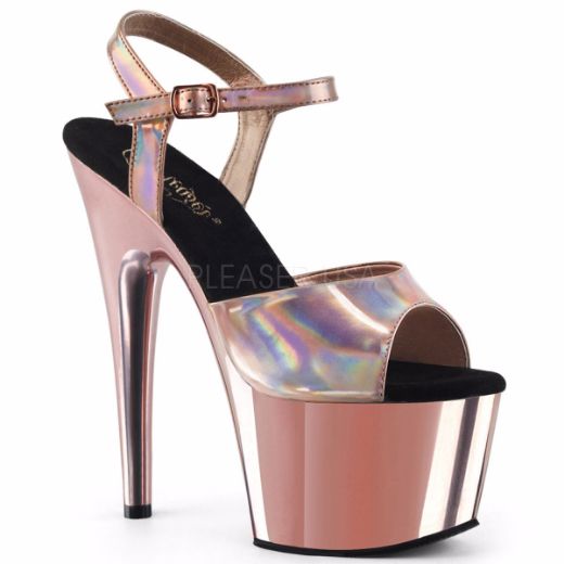 Product image of Pleaser Adore-709Hgch Rose Gold Hologram/Rose Gold Chrome, 7 inch (17.8 cm) Heel, 2 3/4 inch (7 cm) Platform Sandal Shoes