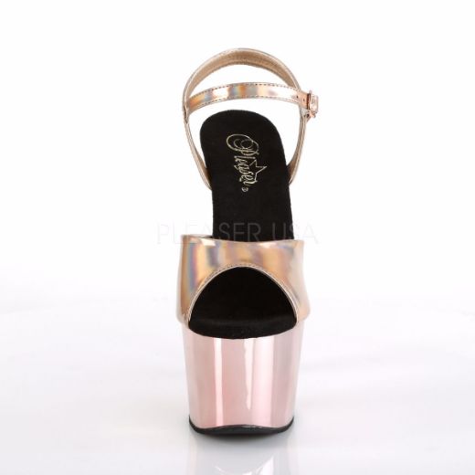 Product image of Pleaser Adore-709Hgch Rose Gold Hologram/Rose Gold Chrome, 7 inch (17.8 cm) Heel, 2 3/4 inch (7 cm) Platform Sandal Shoes