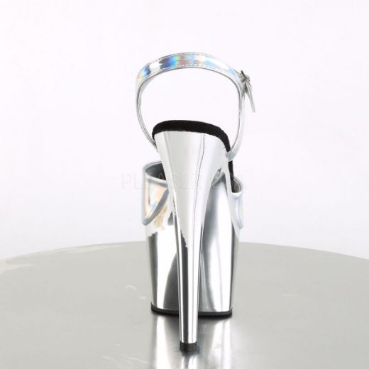 Product image of Pleaser Adore-709Hgch Silver Hologram/Silver Chrome, 7 inch (17.8 cm) Heel, 2 3/4 inch (7 cm) Platform Sandal Shoes