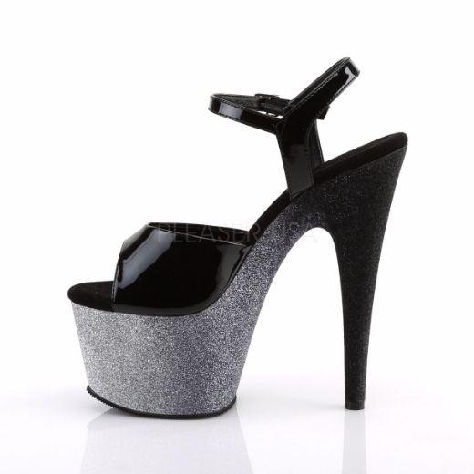 Product image of Pleaser Adore-709Ombre Black Patent/Silver-Black Ombre, 7 inch (17.8 cm) Heel, 2 3/4 inch (7 cm) Platform Sandal Shoes
