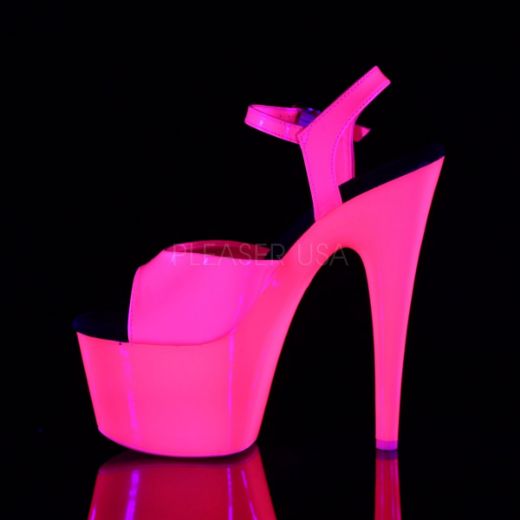 Product image of Pleaser Adore-709Uv Neon Hot Pink Patent/Neon Hot Pink, 7 inch (17.8 cm) Heel, 2 3/4 inch (7 cm) Platform Sandal Shoes