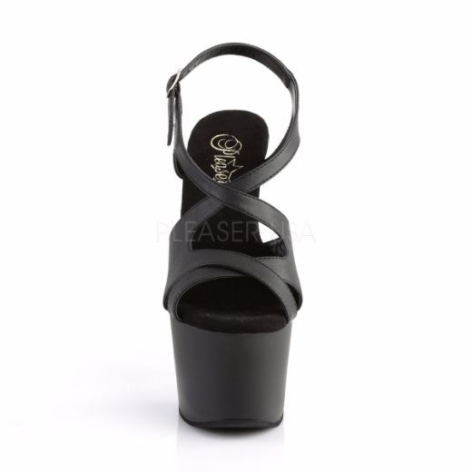 Product image of Pleaser Adore-730 Black Faux Leather/Black Matte, 7 inch (17.8 cm) Heel, 2 3/4 inch (7 cm) Platform Sandal Shoes