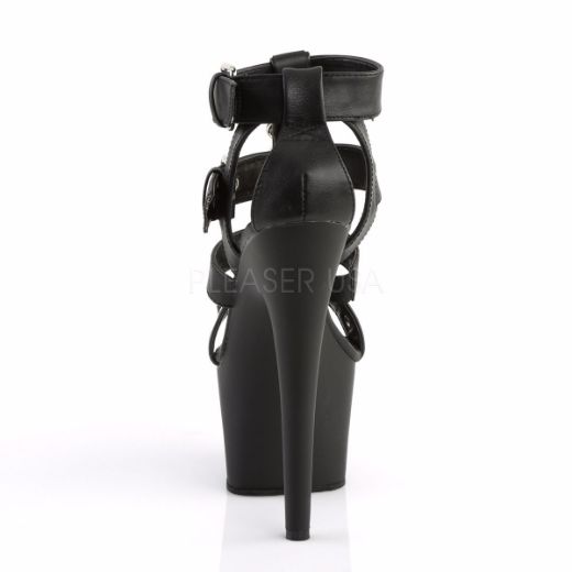 Product image of Pleaser Adore-758 Black Faux Leather/Black Matte, 7 inch (17.8 cm) Heel, 2 3/4 inch (7 cm) Platform Sandal Shoes