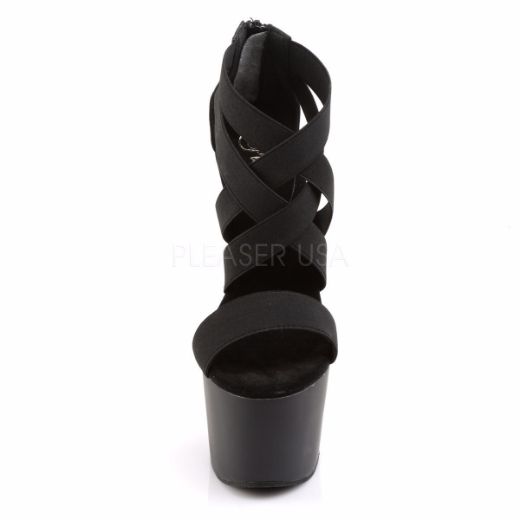 Product image of Pleaser Adore-769 Black Elastic Band/Black Matte, 7 inch (17.8 cm) Heel, 2 3/4 inch (7 cm) Platform Sandal Shoes