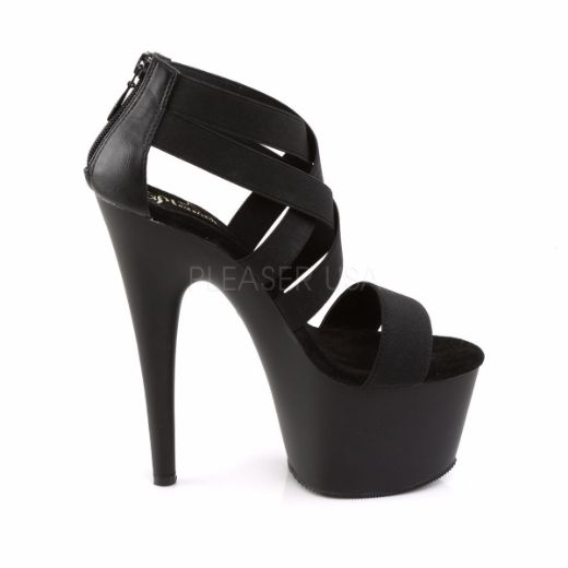 Product image of Pleaser Adore-769 Black Elastic Band/Black Matte, 7 inch (17.8 cm) Heel, 2 3/4 inch (7 cm) Platform Sandal Shoes
