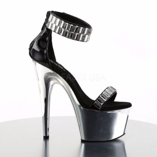 Product image of Pleaser Adore-769Rs Black/Silver Chrome, 7 inch (17.8 cm) Heel, 2 3/4 inch (7 cm) Platform Sandal Shoes