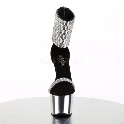 Product image of Pleaser Adore-789Rs Black/Silver Chrome, 7 inch (17.8 cm) Heel, 2 3/4 inch (7 cm) Platform Sandal Shoes