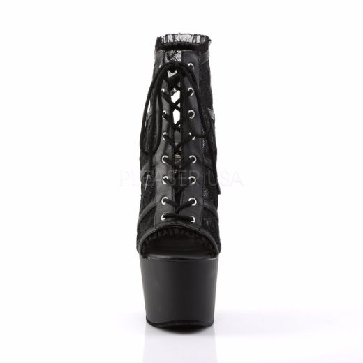 Product image of Pleaser Adore-796Lc Black Mesh Lace/Black Matte, 7 inch (17.8 cm) Heel, 2 3/4 inch (7 cm) Platform Ankle Boot