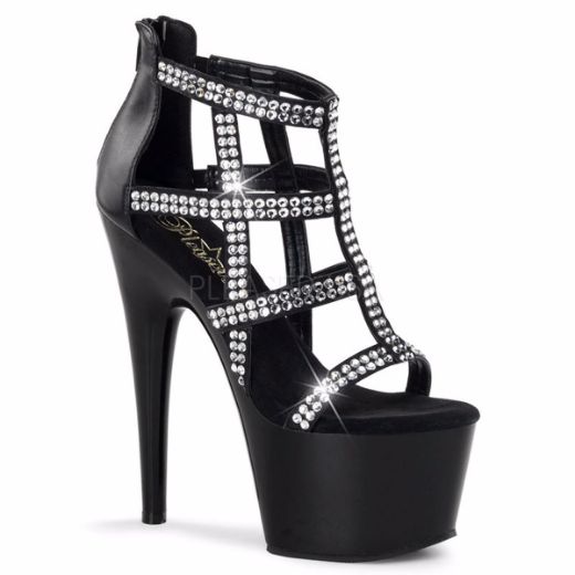 Product image of Pleaser Adore-798 Black Faux Leather/Black, 7 inch (17.8 cm) Heel, 2 3/4 inch (7 cm) Platform Sandal Shoes