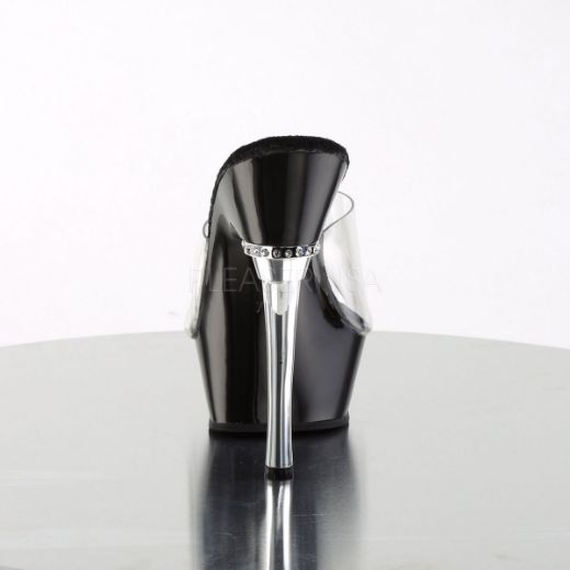 Product image of Pleaser Allure-601 Clear/Black, 5 1/2 inch (14 cm) Heel, 1 1/2 inch (3.8 cm) Platform Slide Mule Shoes