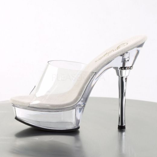 Product image of Pleaser Allure-601 Clear/Clear, 5 1/2 inch (14 cm) Heel, 1 1/2 inch (3.8 cm) Platform Slide Mule Shoes