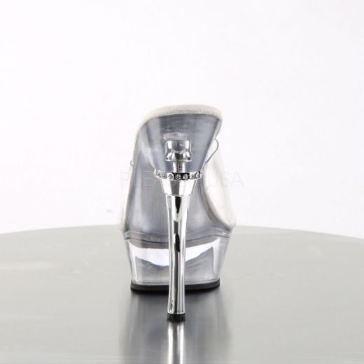 Product image of Pleaser Allure-601 Clear/Clear, 5 1/2 inch (14 cm) Heel, 1 1/2 inch (3.8 cm) Platform Slide Mule Shoes
