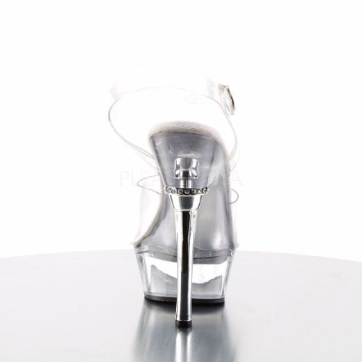 Product image of Pleaser Allure-608 Clear/Clear, 5 1/2 inch (14 cm) Heel, 1 1/2 inch (3.8 cm) Platform Sandal Shoes