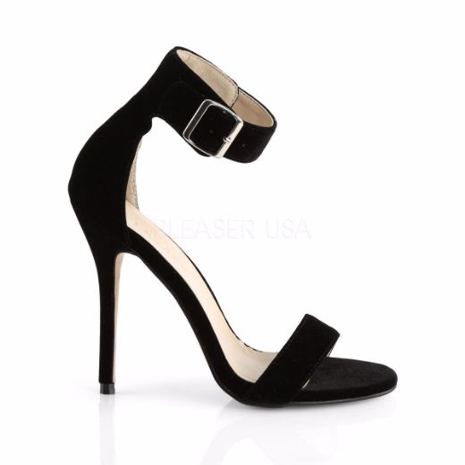 Product image of Pleaser Amuse-10 Black Velvet, 5 inch (12.7 cm) Heel, Sandal Shoes