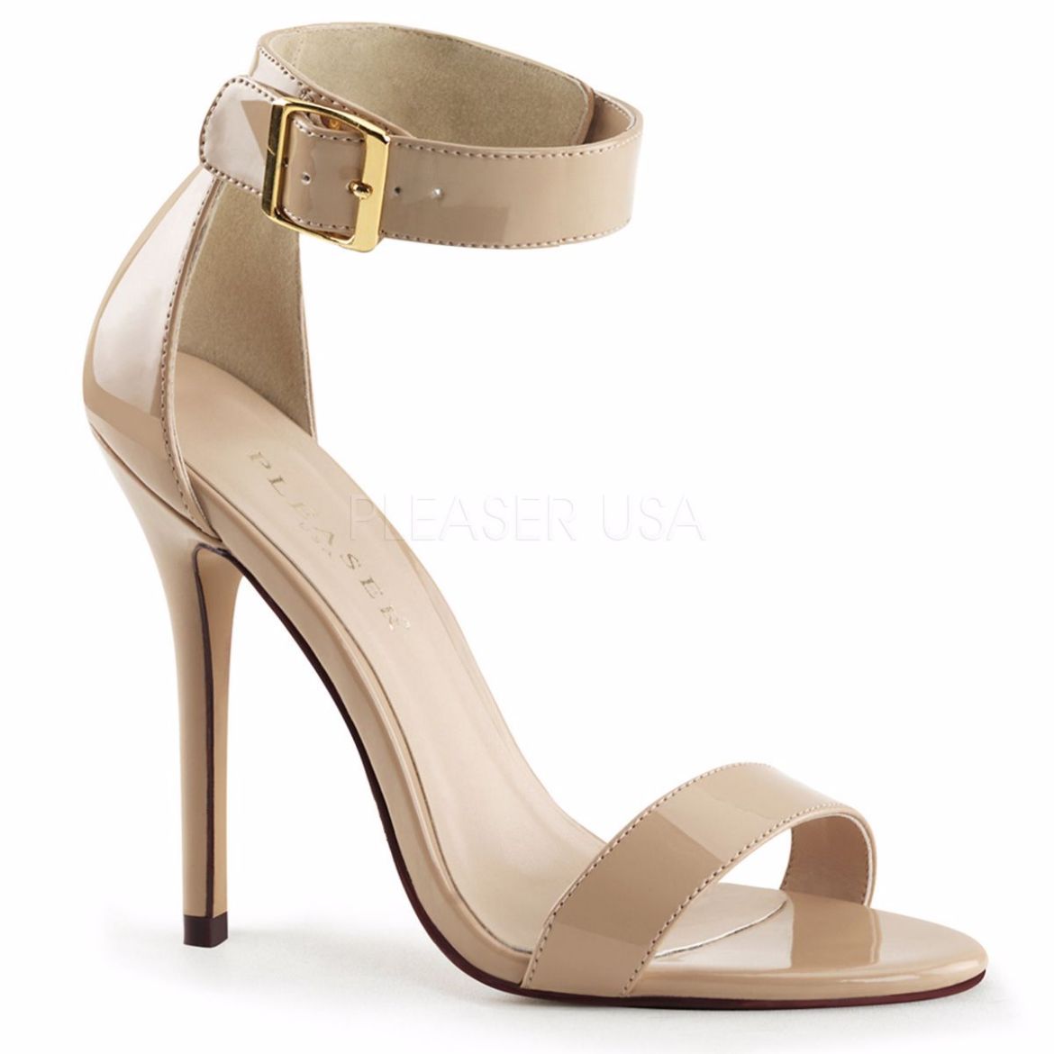 Product image of Pleaser Amuse-10 Cream Patent, 5 inch (12.7 cm) Heel, Sandal Shoes