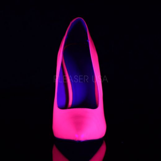 Product image of Pleaser Amuse-20 Neon Fuchsia Patent, 5 inch (12.7 cm) Heel, 3/8 inch (1 cm) Hidden Platform Court Pump Shoes