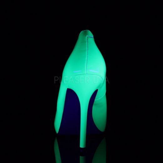 Product image of Pleaser Amuse-20 Neon Green Patent, 5 inch (12.7 cm) Heel, 3/8 inch (1 cm) Hidden Platform Court Pump Shoes