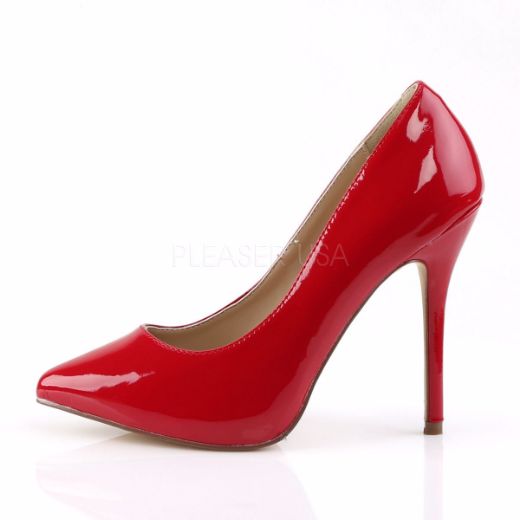 Product image of Pleaser Amuse-20 Red Patent, 5 inch (12.7 cm) Heel, 3/8 inch (1 cm) Hidden Platform Court Pump Shoes