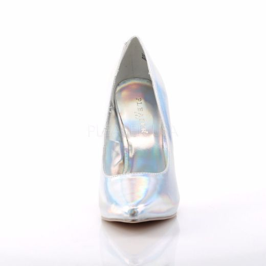 Product image of Pleaser Amuse-20 Silver Hologram Pu, 5 inch (12.7 cm) Heel, 3/8 inch (1 cm) Hidden Platform Court Pump Shoes