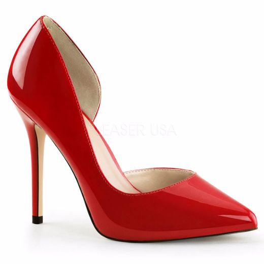 Product image of Pleaser Amuse-22 Red Patent, 5 inch (12.7 cm) Heel, 3/8 inch (1 cm) Hidden Platform Court Pump Shoes