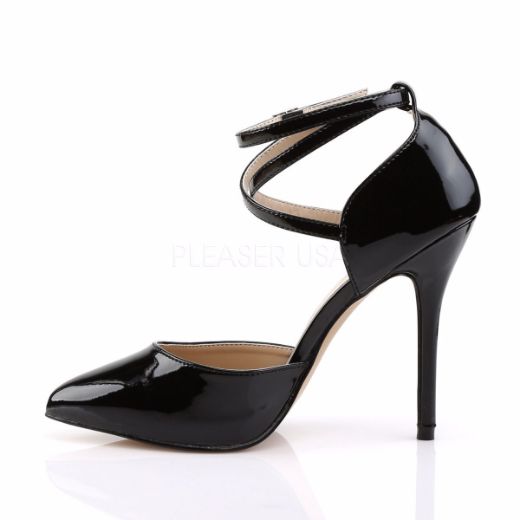 Product image of Pleaser Amuse-25 Black Patent, 5 inch (12.7 cm) Heel, 3/8 inch (1 cm) Hidden Platform Court Pump Shoes