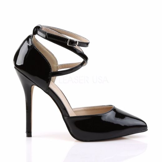 Product image of Pleaser Amuse-25 Black Patent, 5 inch (12.7 cm) Heel, 3/8 inch (1 cm) Hidden Platform Court Pump Shoes