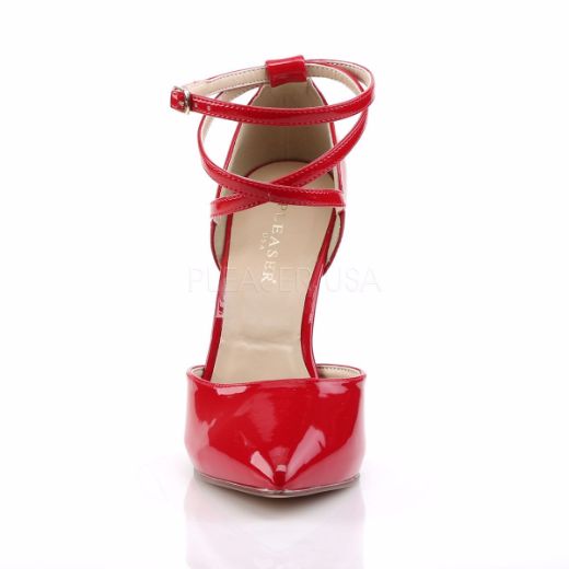 Product image of Pleaser Amuse-25 Red Patent, 5 inch (12.7 cm) Heel, 3/8 inch (1 cm) Hidden Platform Court Pump Shoes